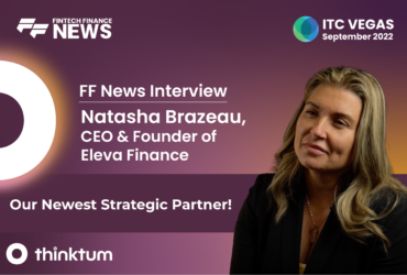 Ad for FF News interview with Eleva Finance CEO, Natasha Brazeau, entitled Our Newest Strategic Partner? And Eleva, thinktum, FF News, and ITC Vegas logos. With a photo of the guest.