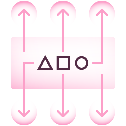 Three arrows point up while three arrows point down and in the centre are three greek symbols.